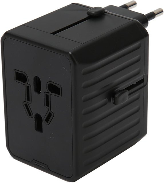 OutsideWorld Universal-Reiseadapter mit 2 USB-C und 4 USB-A Anschlüssen für internationale Steckdosen, Schwarz - Bild 1