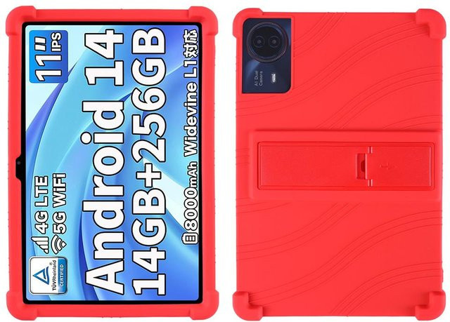 Cubot TAB 70 Silikonhülle für 10.95 Zoll Tablets in Rot mit verstellbarem Ständer und verstärktem Kantenschutz für Kinder - Bild 1