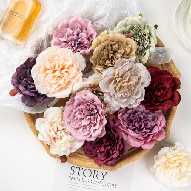TTCY Künstliche Seidenblumen Dahlien und Pfingstrosen in Multicolour für Hochzeit und Dekoration - Bild 1