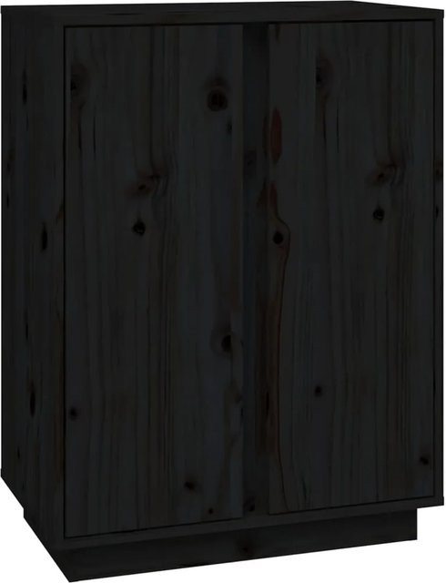 vidaXL Sideboard aus massivem Kiefernholz in Schwarz, rustikales Design, B/T/H: 60 x 35 x 80 cm - Bild 1