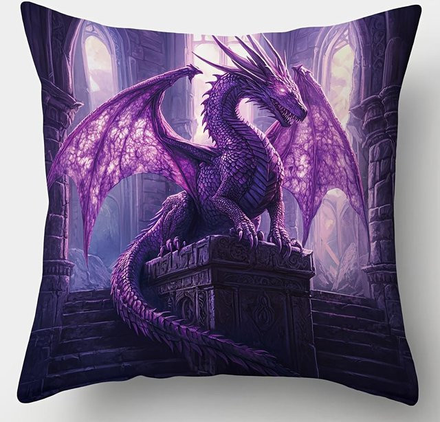 Kissenhülle mit Drachenmuster von JMG Clothing, Farbe: Lila, B/H: 45 x 45 cm - Bild 1