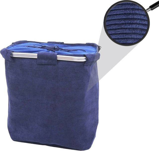 Wäschesammler MCW C34 Wäschekorb mit 2 Fächern und Netz, Blau, B/T/H: 56 x 49 x 30 cm - Bild 1