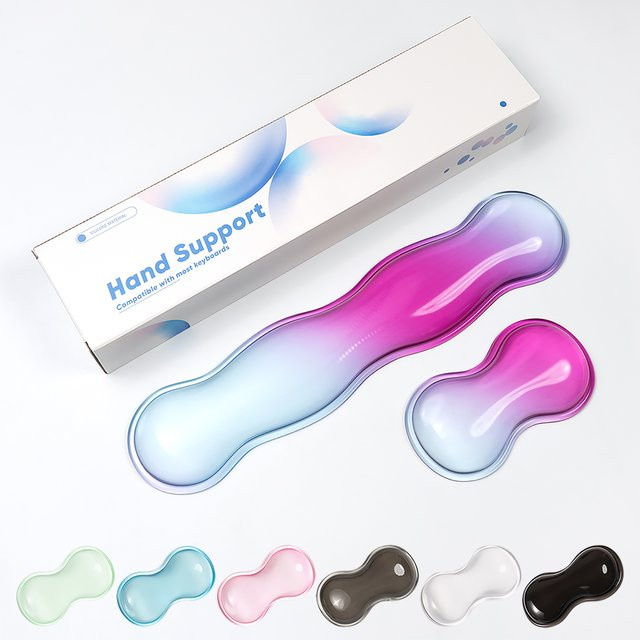 Venit Keys Mauspad mit Handgelenkauflage und Tastaturauflage, rutschfeste Silikon-Schreibtischunterlage in Transparent und Multicolour - Bild 1