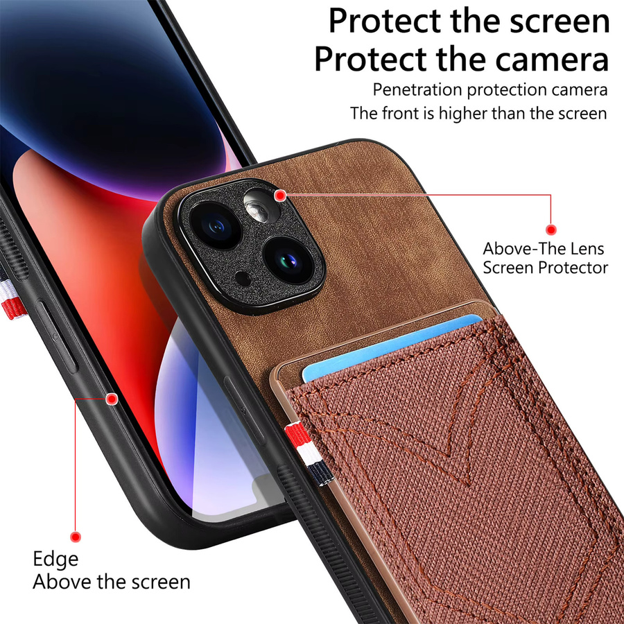 Magnetische Lederhülle mit Kartenetui für iPhone 11 bis iPhone 17 Pro Max, Marke JohnDan, Farben: Schwarz und Braun - Bild 5