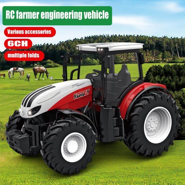 Kmoist RC Traktor Anhänger mit LED Scheinwerfer 1/24 Bauernhof Spielzeug - Bild 1