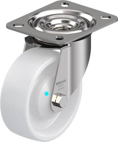 Blickle LEX-PO 100KAD Lenkrolle aus Edelstahl und Kunststoff in Weiß mit 100 mm Rad-Durchmesser und 150 kg Tragfähigkeit - Bild 1