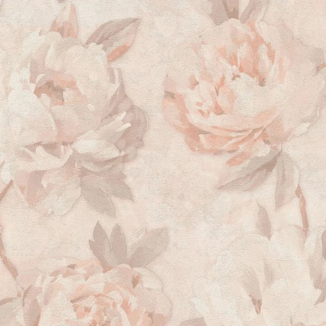 PROFHOME Floral Tapete Blumenmuster in Alt-Rosa, Grau, Beige und Creme-Weiß, Vlies-Tapete für Wohnzimmer, Schlafzimmer und Kinderzimmer, Breite: 0,53 m, Länge: 10,05 m - Bild 1