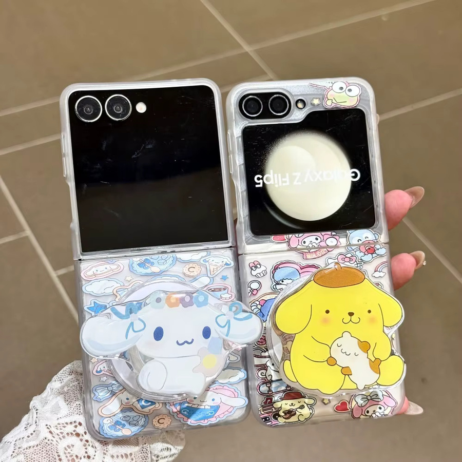 Sanrio Cinnamoroll Magnetische Standhülle für Samsung Galaxy Z Flip 7 6 5 4 3 mit Kette, Multicolor - Bild 2