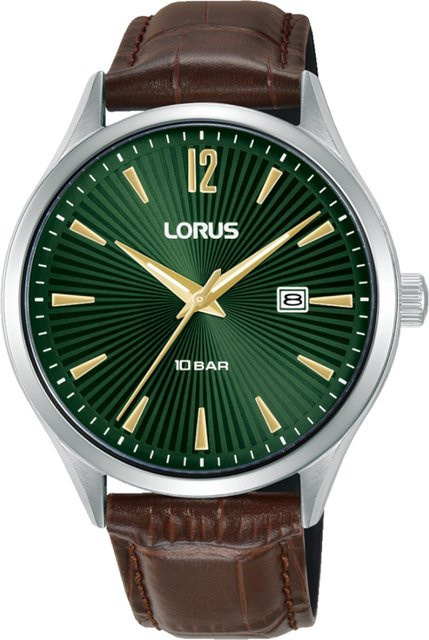 Lorus Herrenuhr, Quarz, Edelstahl, 41 mm, Leder, Grün, 10 ATM - Bild 1