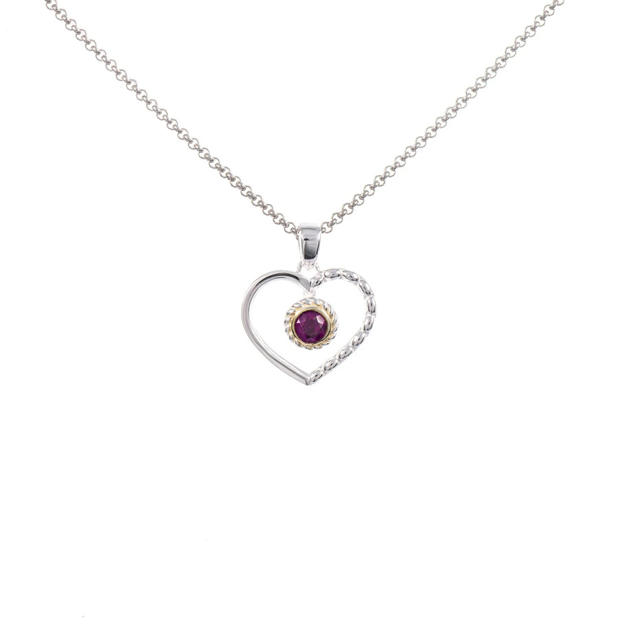 Dirndl Funkeln Anhänger Herz mit Kette, 925 Silber teilvergoldet, Zirkonia, beere - Bild 1