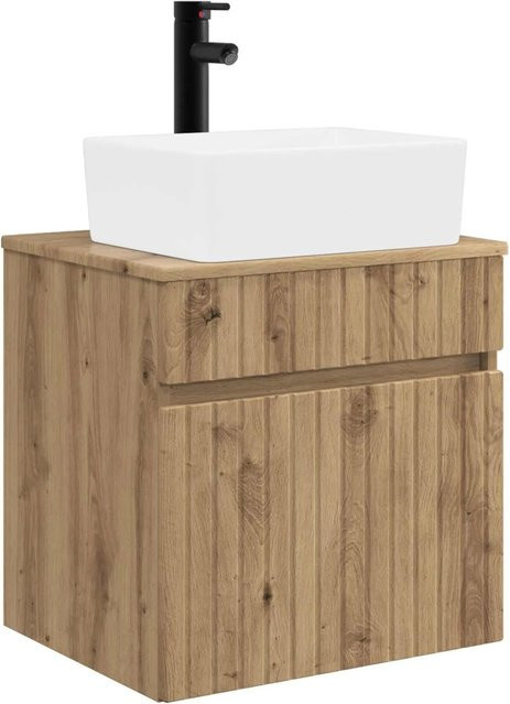 vidaXL Waschbecken-Vanity Artisan Eiche, Wandmontiert, Braun, B: 49 cm, T: 41 cm, H: 63 cm - Bild 1