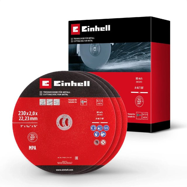 Einhell Gewebetrennscheiben-Set für Metall, 3-teilig, Durchmesser: 230 mm, Dicke: 2 mm - Bild 1