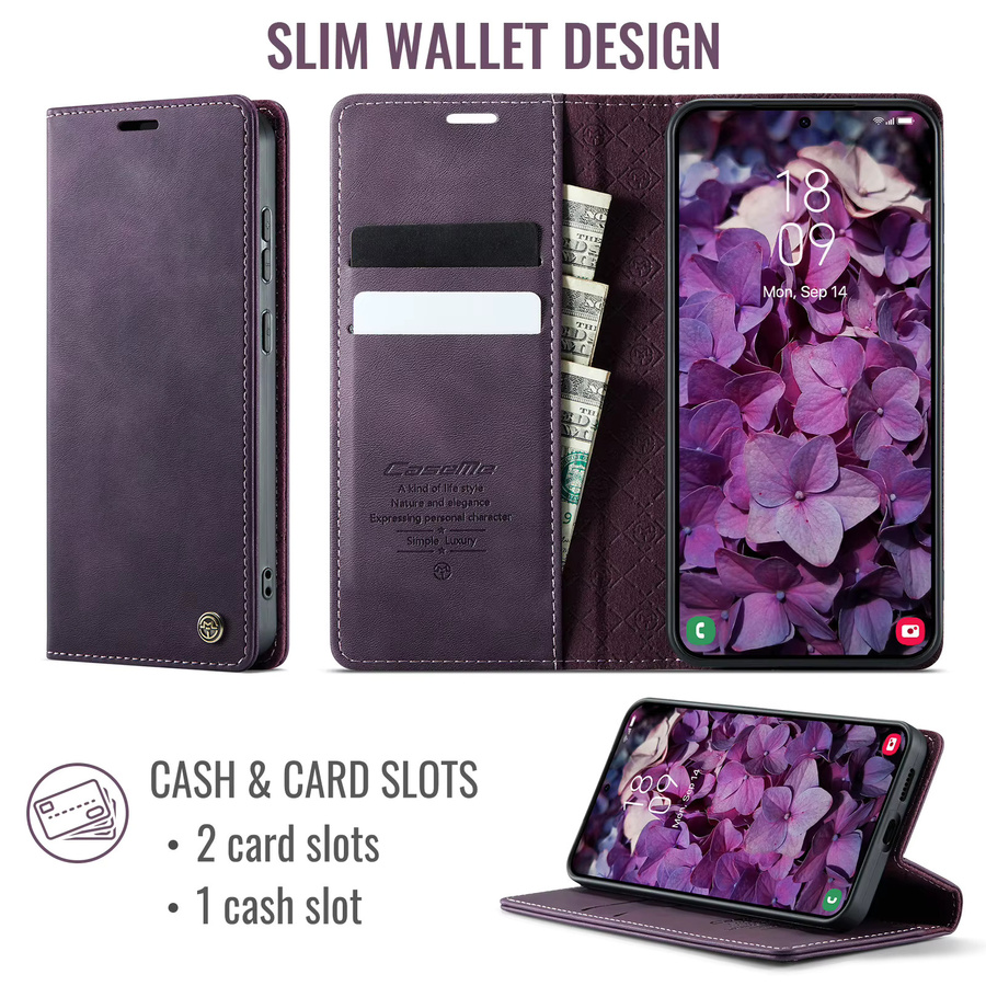 Premium Ledertasche für Samsung Galaxy S25 S24 S23 S22 S21 S20 Ultra FE Note20 S10 Magnetische Flip Wallet Karte Abdeckung in Purple - Bild 2