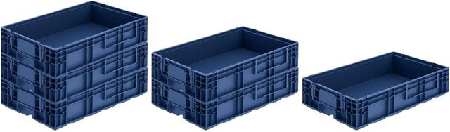 PROREGAL SuperSparSet 6 x VDA KLT Kleinladungsträger mit Verbundboden in Blau, H x B x T: 14,7 x 40 x 60 cm, 22 Liter Transportboxen stapelbar - Bild 1