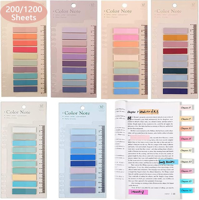 1200 beschreibbare Haftnotiz-Tabs in Mehrfarben als durchscheinende Seitenmarker und Index-Tabs für Bücher und Dokumente - Bild 1