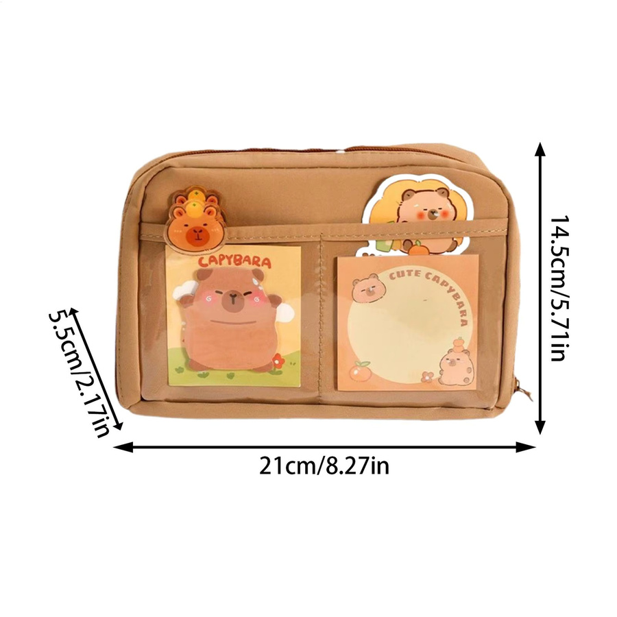 Capybara Briefpapier-Set mit Federmäppchen und Schreibwaren in Braun - Bild 4