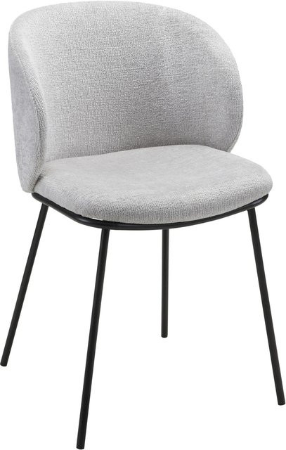 Bessagi Home Stuhl Malea Hellgrau Chenille Gepolstert mit Holz- und Metallgestell - Bild 1