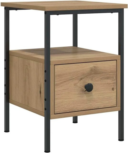 vidaXL Nachttisch Artisan-Eiche in Braun aus Holzwerkstoff und Eisen, B/T/H: 34 x 36 x 50 cm - Bild 1