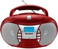 Karcher RR5025-R Boombox mit CD-Player, FM-Radio und 3,5 mm Jack in Rot und Silber - Bild 1