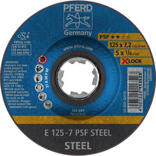 PFERD Schruppscheibe PSF STEEL X-LOCK Universallinie für Stahl, Blau, Durchmesser: 125 mm, Dicke: 7,2 mm - Bild 1