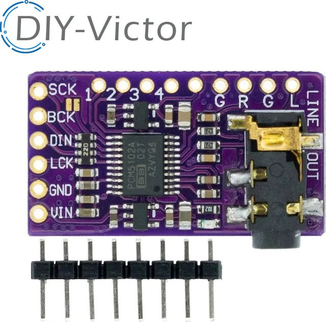 Raspberry Pi pHAT Soundkarte PCM5102A DAC Modul mit I2S Interface und 3,5 mm Stereo Jack in Lila - Bild 1