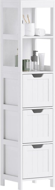 HOMCOM Badezimmerschrank in Weiß mit Türen und Regalfächern, B/T/H: 30 x 30 x 142,4 cm - Bild 1
