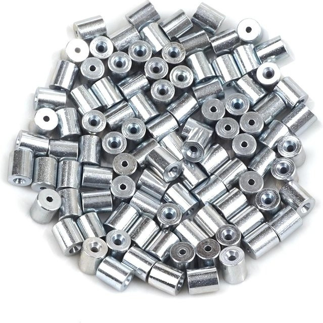 BROSS 100 Stück Auto Fensterheber Reparatur Set mit Stahlseil und Crimpnieten in Silber, Maße: 6 x 7 x 1,7 mm - Bild 1