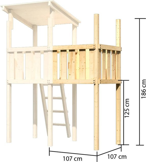 Karibu Anbau Kinderspielhaus Lotti in Natur-Braun, B/H/T: 107 x 186 x 107 cm - Bild 1