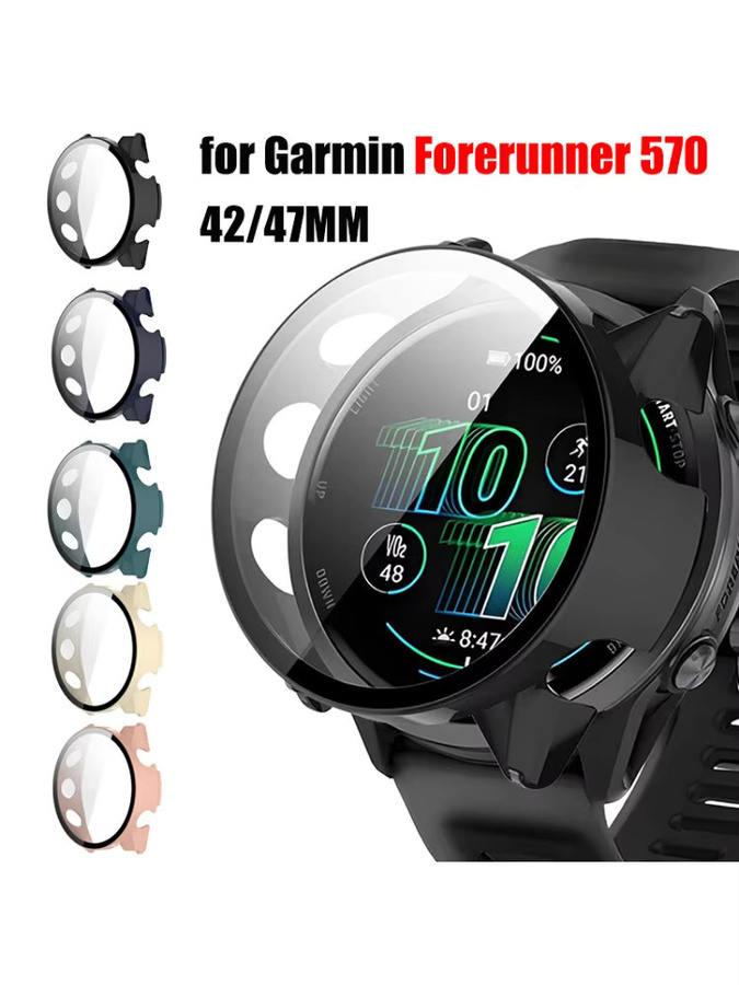 CAOWTAN Uhrenzubehör, PC-Gehäuse + Glas für Garmin Forerunner 570, Schwarz, Unisex - Bild 5