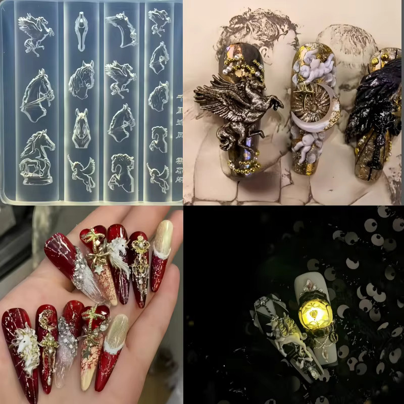 3D-Reitkopf-Silikonform für Nagelkunst, transparent, einteilig - Bild 2