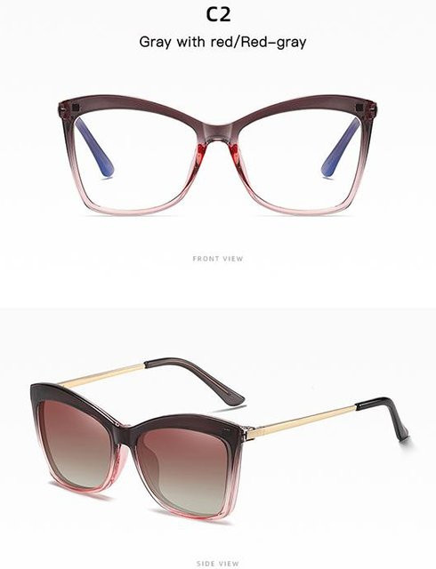 Bai Fen Bai Electronic 3C Magnetische Clip-On Brille Damen, Vollrand, Cat-Eye, grau - Bild 1