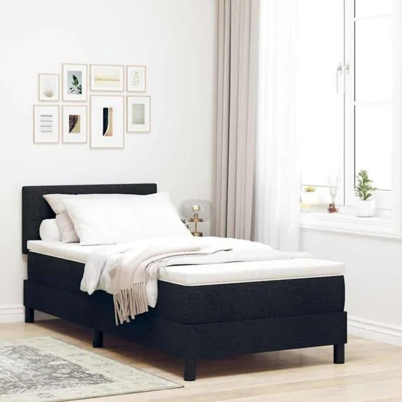 Modernes Boxspringbett mit Matratze von vidaxl in Schwarz aus Stoff, B/T: 100 x 200 cm - Bild 1
