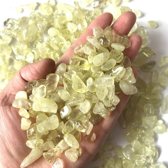 Natürlicher Citrin gelber Quarzkristall polierter Kies von STONE BROTHERS 100 g - Bild 1
