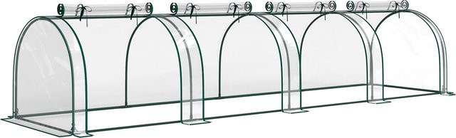 Outsunny Foliengewächshaus mit Tür und Frühbeet aus Stahl und PVC, Transparent, B/T/H: 395 x 100 x 80 cm - Bild 1