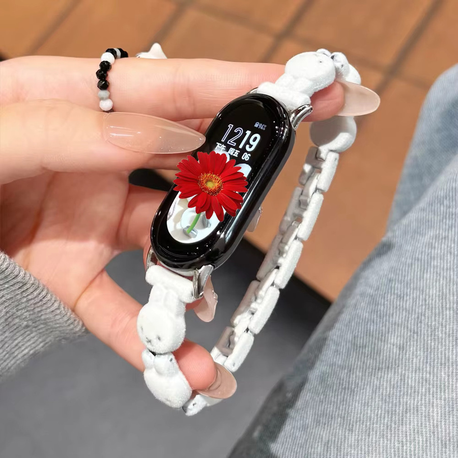Hujerl Uhrenarmband für Xiaomi Smart Band 8/9/10, Metall-Legierung, Weiß, Damen - Bild 4