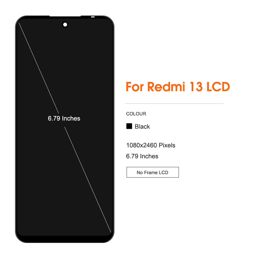 Xiaomi Redmi 13 LCD Display mit Touchscreen Digitizer und Rahmen in Schwarz, 6,79 Zoll - Bild 3