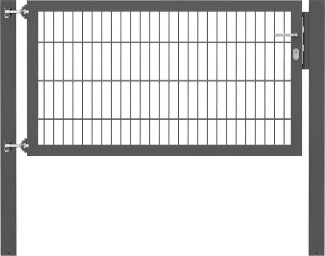 Einzeltor Flexo Plus in Anthrazit mit Pfosten, Breite: 150 cm, Höhe: 80 cm, Pfostenmaße: 100 x 100 cm - Bild 1