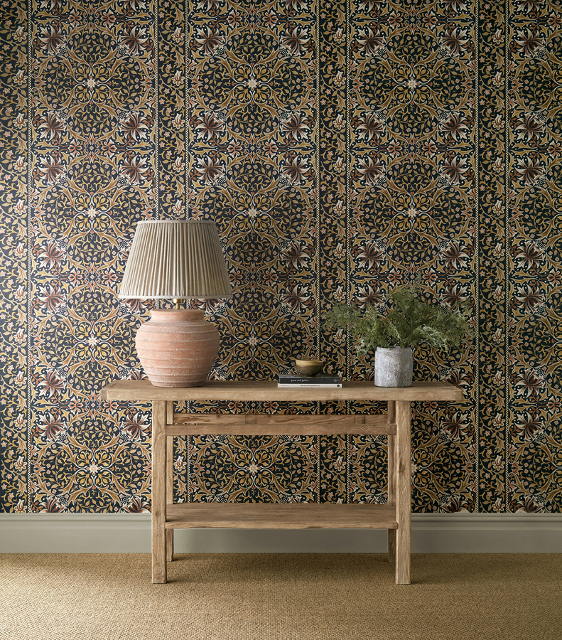 Morris & Co Tapete Walthamstow Floral Botanical in Indigo Gold - Bild 1