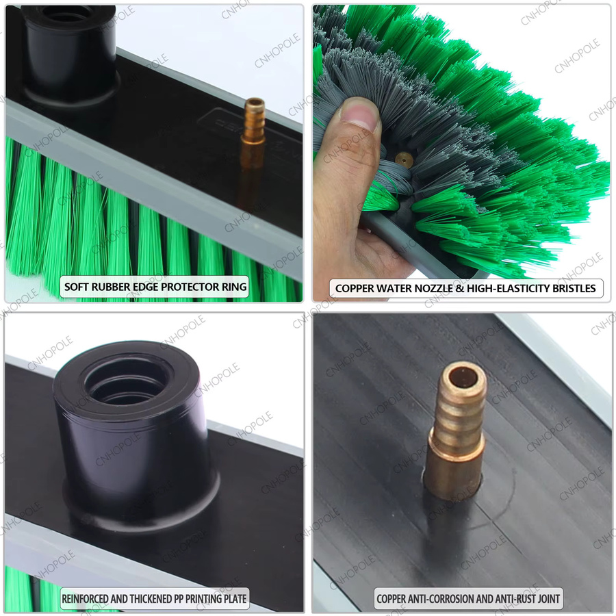 CNHOPOLE Bürstenkopf für die Reinigung von Fenstern und Solarmodulen mit Durchflusswasser, Farbe: Grün, Material: Kunststoff, Durchmesser: 30,0 cm - Bild 3