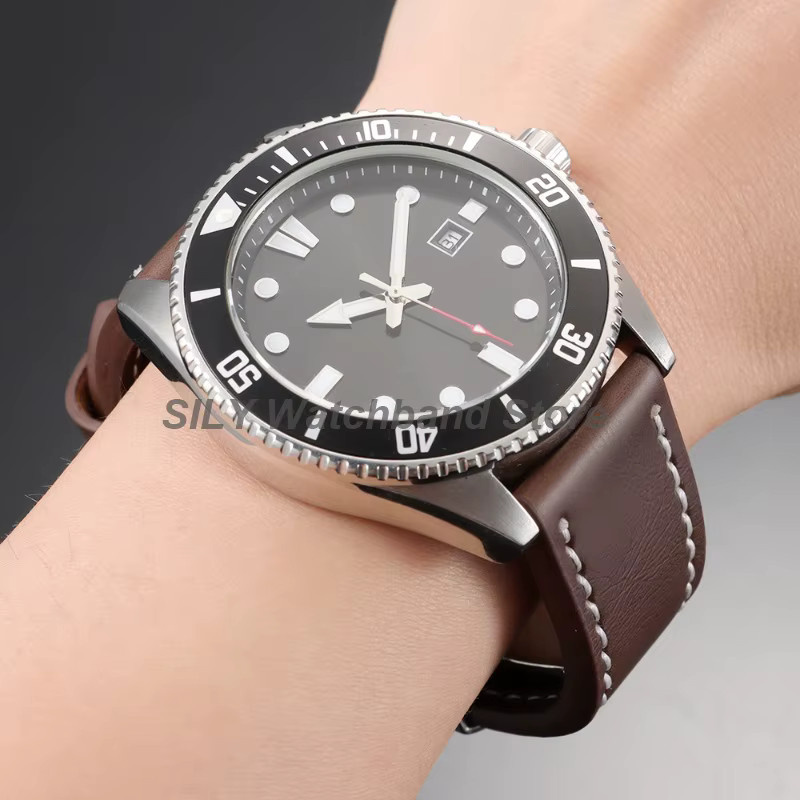 asukaband Uhrenarmband Leder, Silber, Schwarz, Roségold, Schmetterlingsverschluss, Unisex - Bild 1
