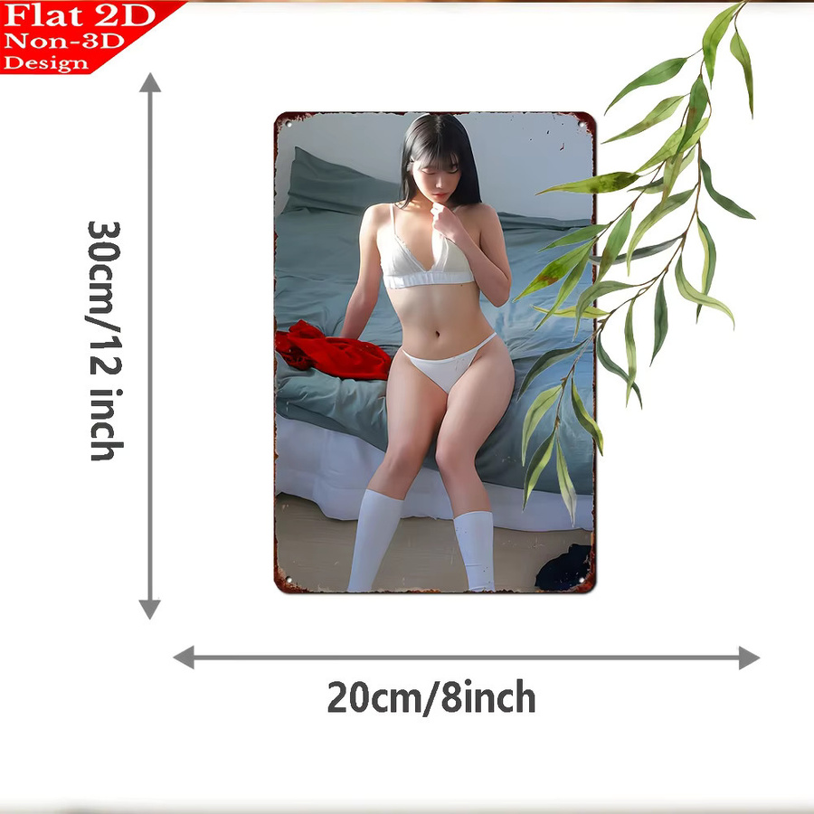CIFBUY Vintage Metallschild Sexy Woman Aluminiumplakette Retro Wandkunst B: 8,0 cm, H: 30,0 cm, Mehrfarbig - Bild 2