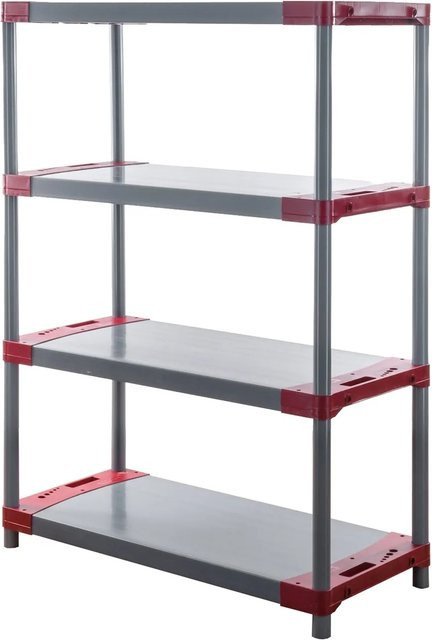 PROREGAL Kunststoffregal Grey Bear in Grau/Rot, H x B x T: 138 x 110 x 46 cm - Bild 1