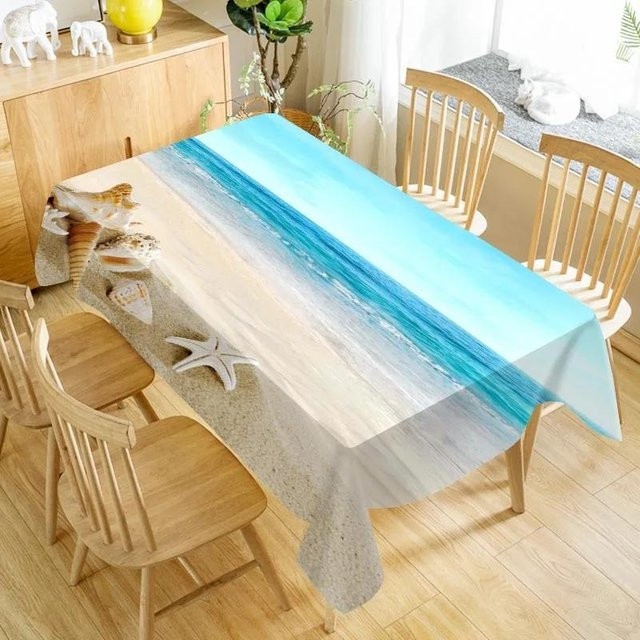 Rechteckige Tischdecke von JMG Household Supplies in Blau mit Sommer-Ozean-Motiv, B/T/H: 140 x 300 cm - Bild 1