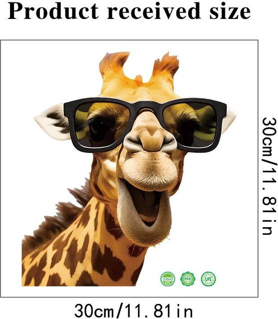 Selbstklebender Giraffe Wandaufkleber aus PVC für Kinderzimmer und Glasfenster von xianyi01, Breite: 30 cm, Höhe: 30 cm - Bild 1