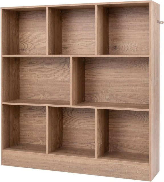 Costway Bücherregal mit 8 Fächern in Natur/Beige, modernes Standregal aus Holz, B/T/H: 100 x 24 x 104 cm - Bild 1