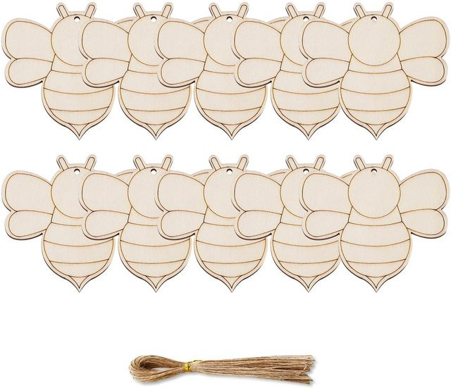 Holzbiene Hängende Dekoration, DIY Bemalung Holzhandwerk, 10-teiliges Set - Bild 1