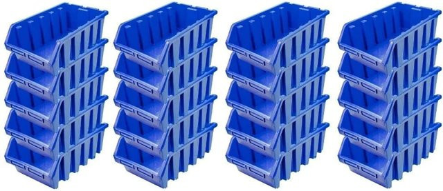 PROREGAL SuperSparSet mit 20 Sichtlagerboxen aus Polypropylen in Blau, H x B x T: 18,7 x 33,3 x 50 cm - Bild 1