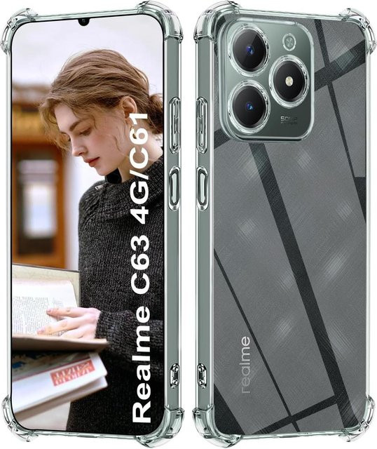 YULIN Stoßfeste TPU Schutzhülle für Realme C63 4G C61 C6 C67 Note 70T 60 Transparent - Bild 1