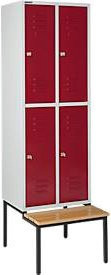Schäfer Shop Select Kleiderspind mit Sitzbank, 2x2 Abteile, Zylinderschloss, Farbe: Rubinrot - Bild 1