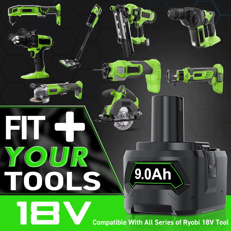 Ryobi 18V 9000mAh Lithium-Ionen Akku für P108 P104 P105 P107 RB18L50 RB18L40 Werkzeuge - Bild 3
